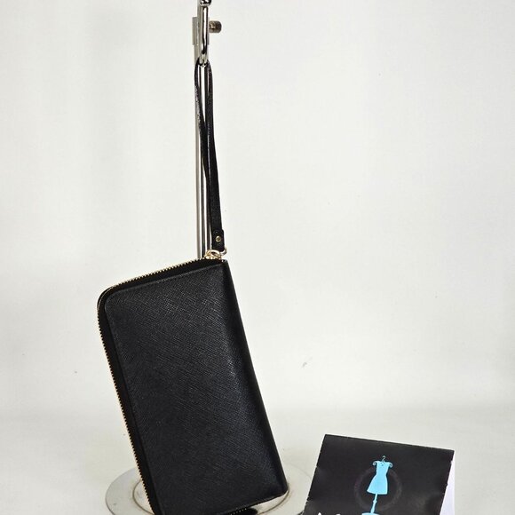 Kate Spade Women's Saffiano Black Leather Zip-Around Wristlet Wallet 133 - Picture 5 of 14